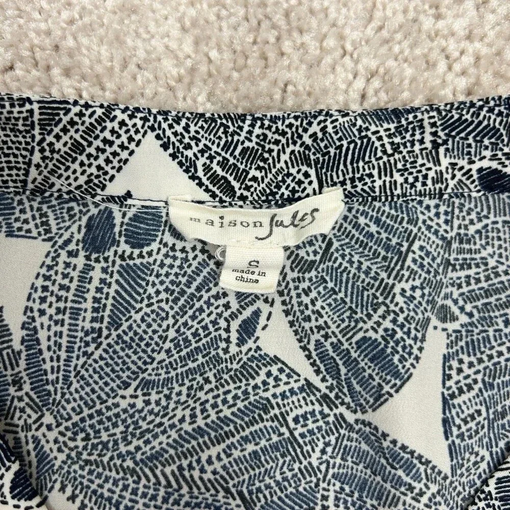 Maison Jules Tunic Womens Small Butterflies Blue Top Shirt Butterfly Core Ladies